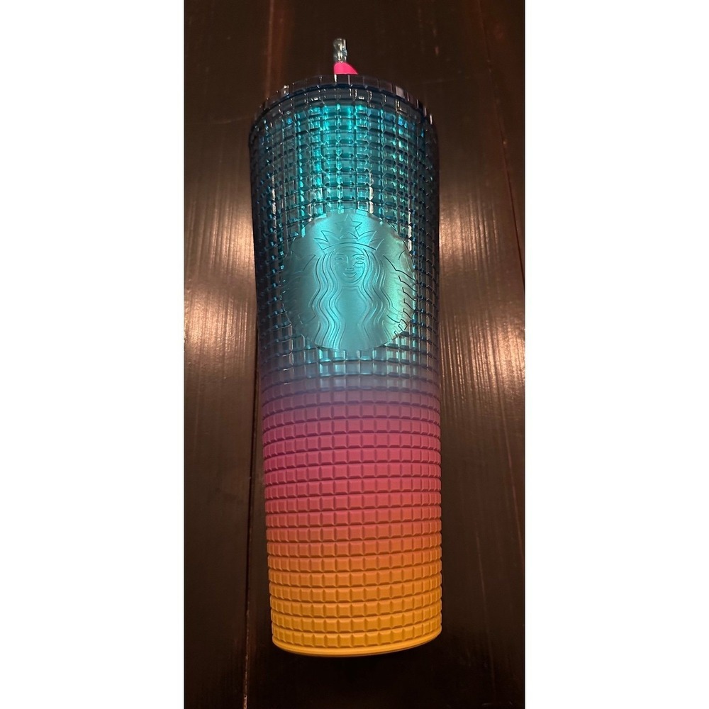 Starbucks Tumbler Tim Singleton Rainbow Grid Gradient Ombre - Venti 24oz Rare